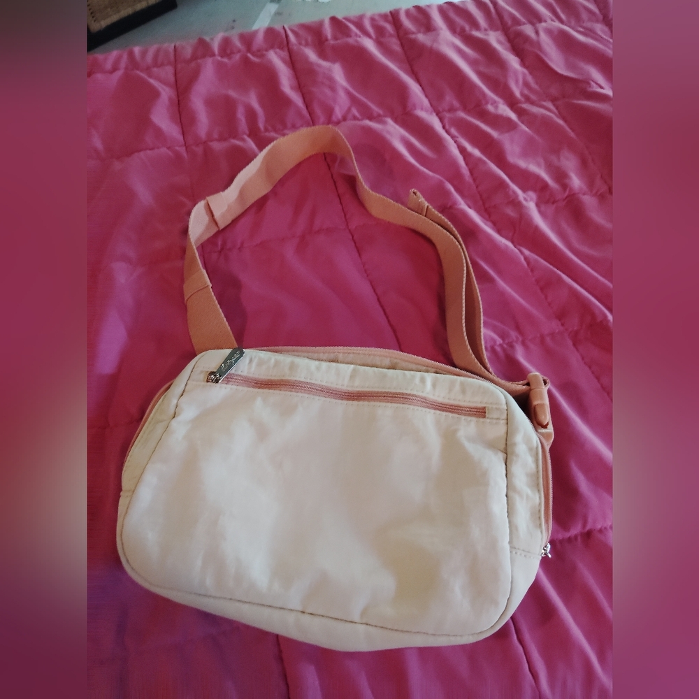 Thirty One Cream and Pink Women's Belt Bag